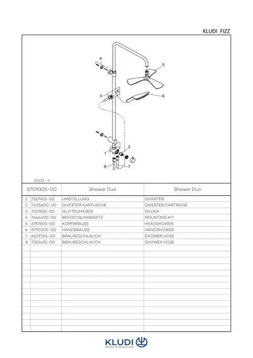KLUDI FIZZ Dual Shower System mit FIZZ 3Kammer Kopfbrause chrom, 6709305-00, Artikel in Kategorie